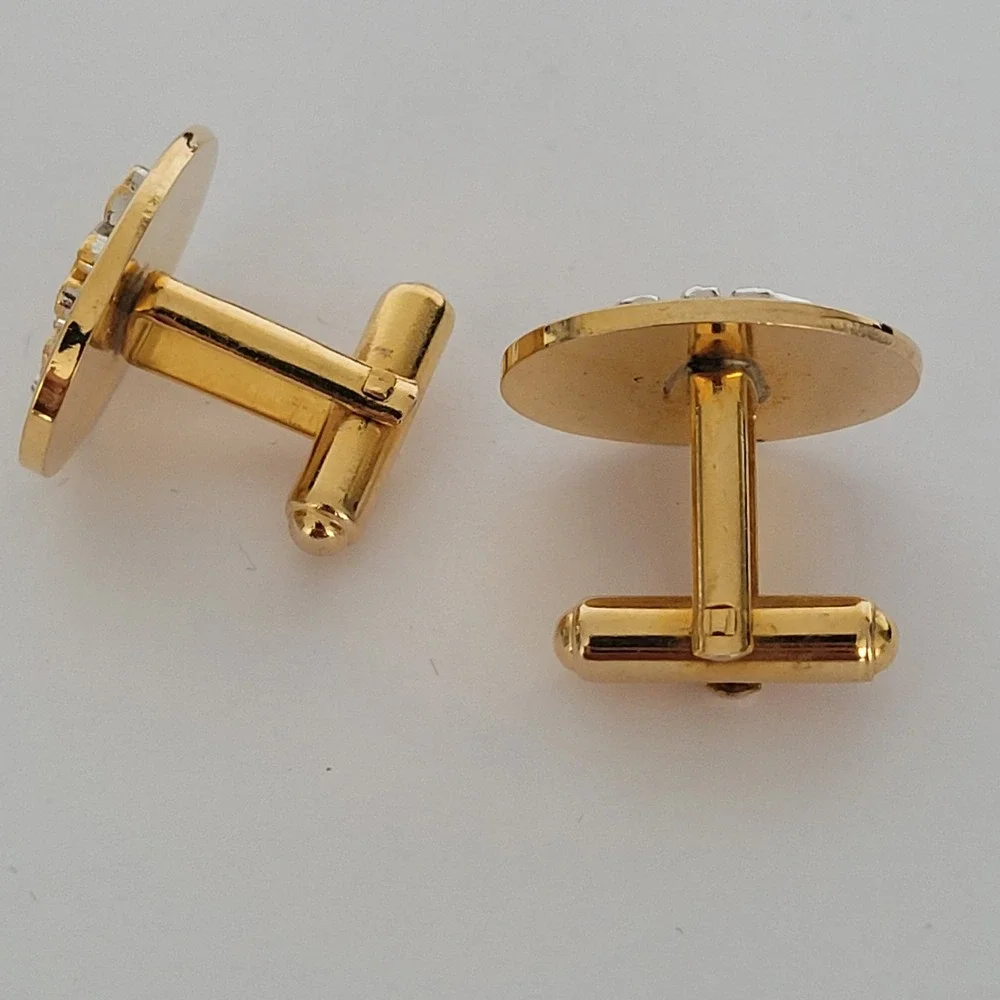 Dunhill Vintage US Navy Officer Crest Cufflinks Gold Silver Tone Two-Tone Boxed
